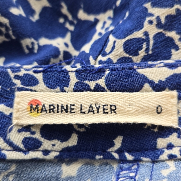 Marine Layer Womens Mini Skirt Sz 0 Soft & Flowy Back Zip Closure White Blue - Picture 9 of 10
